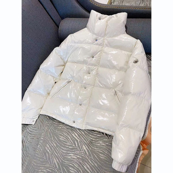 

women's fashion down jackets autumn winter zipper bread jacket bright face stand collar coat, Black