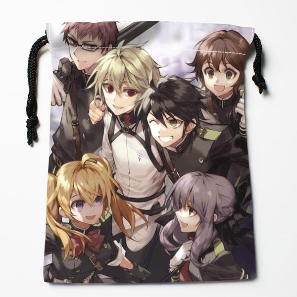 

storage bags seraph of the end anime drawstring wedding party christmas gift pouches packing 18x22cm satin fabric bag 0402