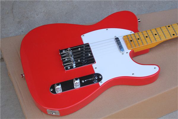 

6 strings metallic red electric guitar with maple fretboard