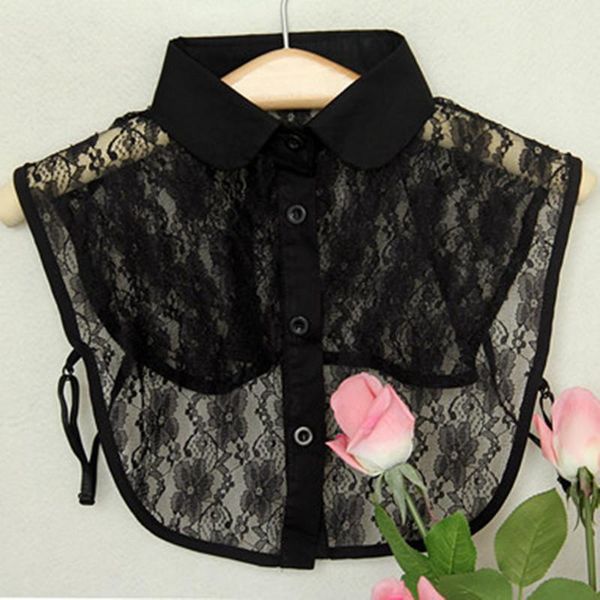 

bow ties 2021 women cotton lace fake collar blouse vintage detachable shirt false lapel clothes accessories, Black;gray