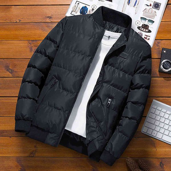 

Men's cotton padded jacket coat winter down thickened tooling men's fashion, Black