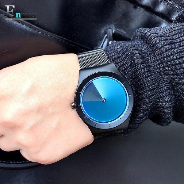 

wristwatches men's gift enmex special design wristwatch creative stainless steel vortex fashion gradient color young peoples quartz wat, Slivery;brown
