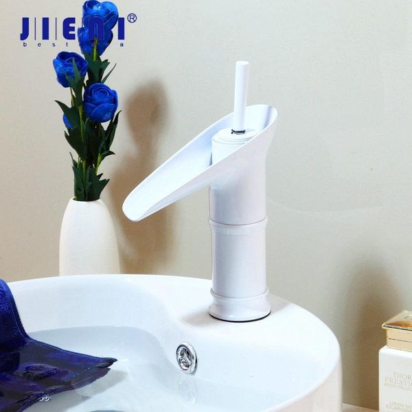 

bathroom sink faucets jieni white painting wine glass design faucet waterfall wash basin tap water mixer