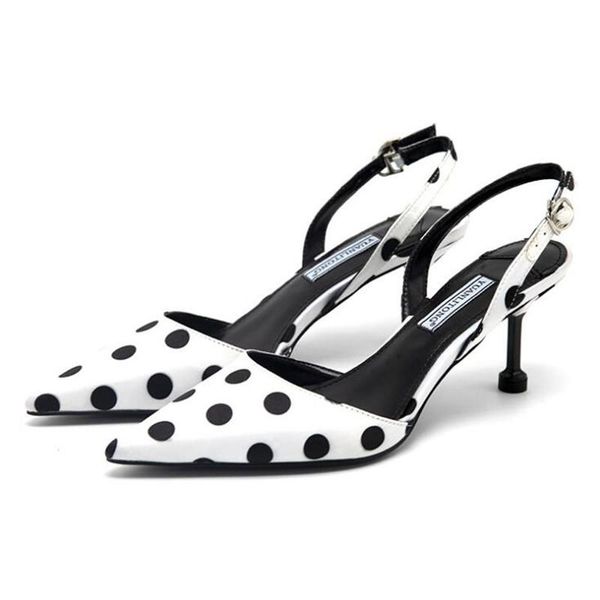 

summer women shoes high heel sandals leather buckle pointed toe thin, Black