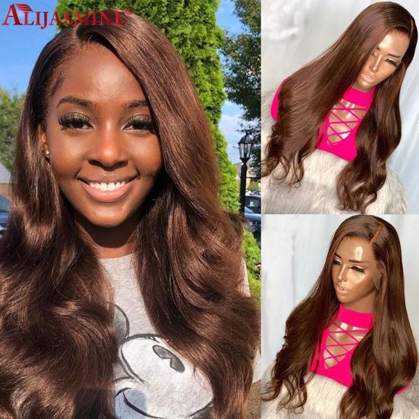 

lace wigs #4 brown 13x6 colored human hair brazilian remy wig 13x4 body wave front for women pre plucked, Black;brown