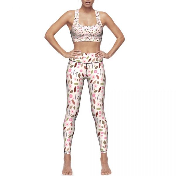 

yoga outfit flowers set volleyball gym teen highwaisted prints sportswear