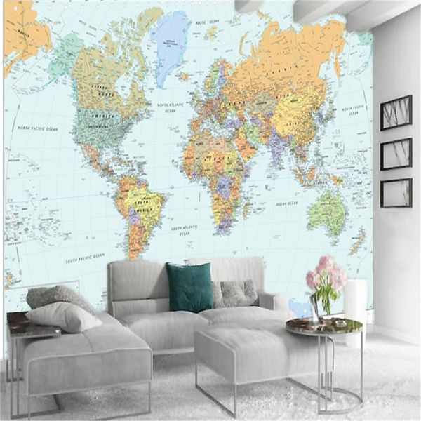 3D Wallcovering Wallpaper HD Mapa do mundo Mapa de sala de estar quarto cozinha decoração casa pintura mural clássico papéis de parede papéis de parede