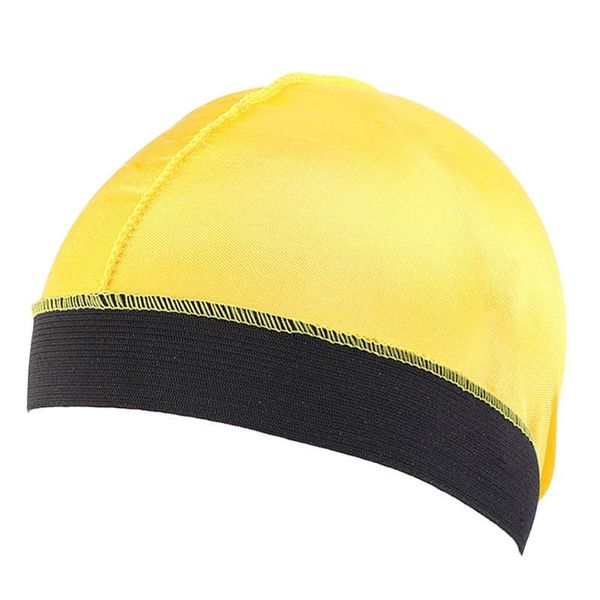 

elastic silky satin bonnet kids dome wave stretch hair cover hat sleep cap u7ee caps & hats, Yellow