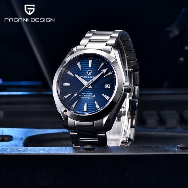 

wristwatches pagani design business 100m waterproof luminous watch men stainless steel mechanical watches a180 nh35 automatic reloj hombre, Slivery;brown