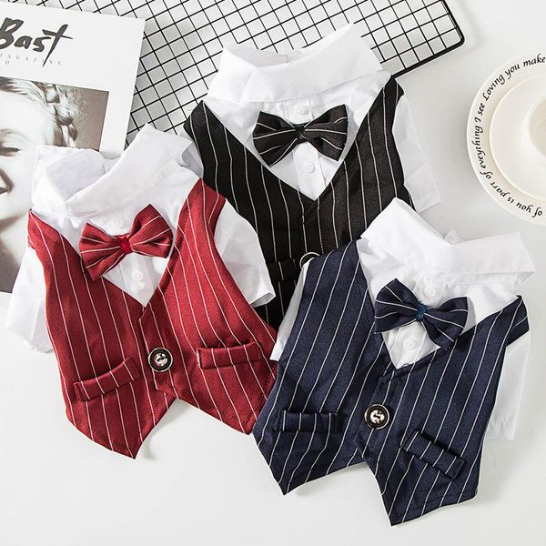 

dog apparel cat pet clothes spring summer suit thin small wedding party dress shirt