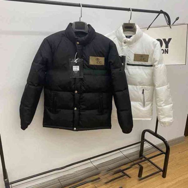 

cotton padded fashion cc classic jacket parkas couples men and womens wear medium gooses letter embroidery printing parker warm coat, Black