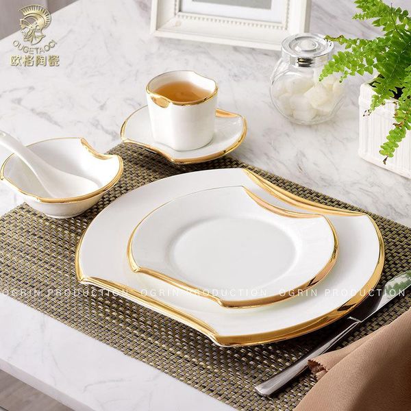 

european hand painted gold western plate steak tableware el ceramic products table set model room decoration dinnerware sets