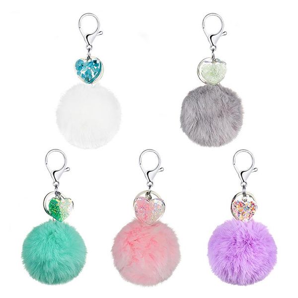 

keychains love shape accessories hair ball keychain pendant transparent acrylic material creative bag simple small gifts, Silver