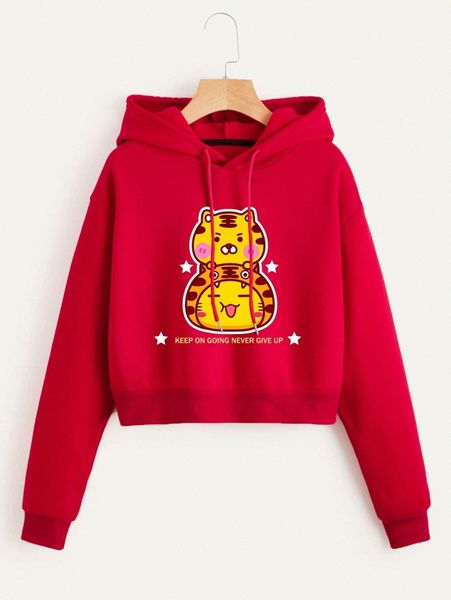 

slogan & cartoon graphic drop shoulder drawstring thermal hoodie b5od#, White;black