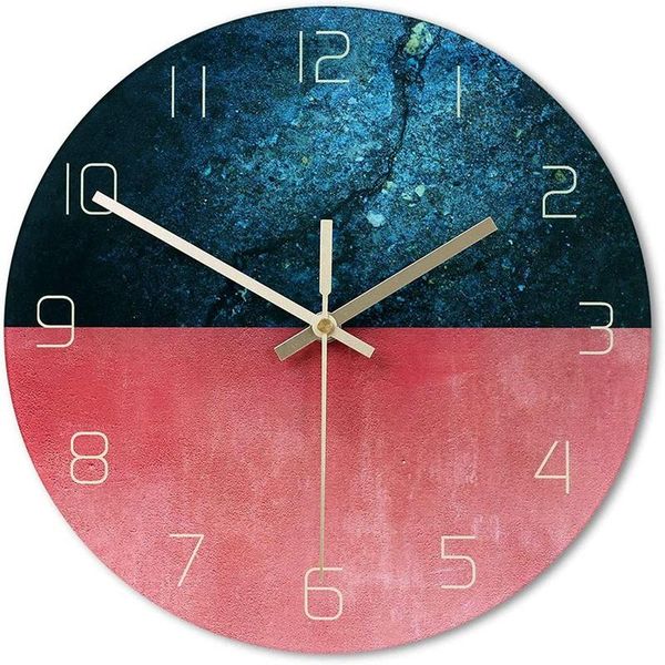 

wall clocks tempered gl clock silent without tick modern suitable for home/office decoration red and dark green