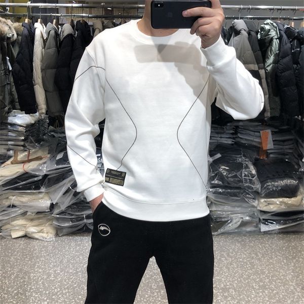 

sweatshirts spring men's trendy line handsome sweater korean pullover shoulder casual versatile top, Black