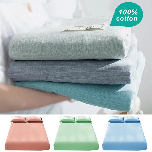 

sheets & sets 1pc 100% cotton elastic soft fitted sheet for bed dustproof mattress covers 120/150/180/200cm, single/queen/king (no case)
