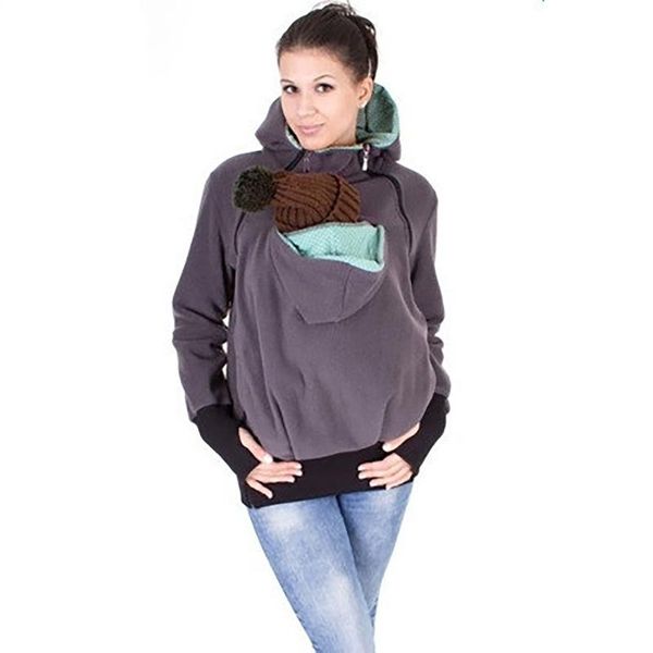 

women's hoodies & sweatshirts plus size s-5xl baby carrier clothing kangaroo jacket winter mother with short-sleeve big pocket multifun, Black