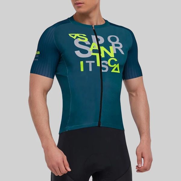 

racing jackets santic men cycling jerseys clothing bike shirt mtb t-shirts full zipper comfortable 2021 summer asian size, Black;red