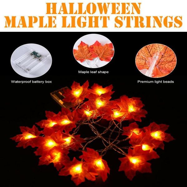

decorative flowers & wreaths decor string light fall led garland-lamp defoliation-lights autumn leaf-lantern maple fallen leaves bulbs chris