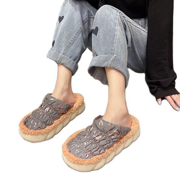 

slippers style women shoes 2021 women's winter lovely plush indoor warm comfortable, Black