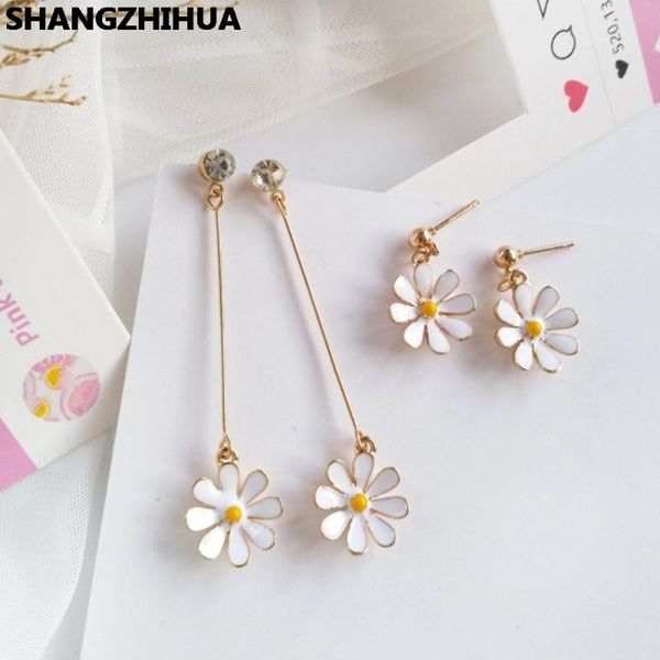 

stud korean sweet girl little daisy earrings , stylish long tassel women 's jewelry 2021 shangzhihua, Golden;silver