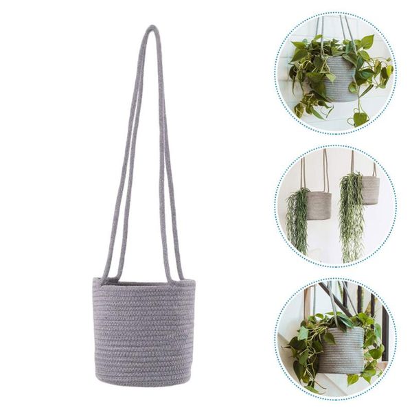 

storage baskets 1pc hand-made hanging basket practical woven flower pot plant