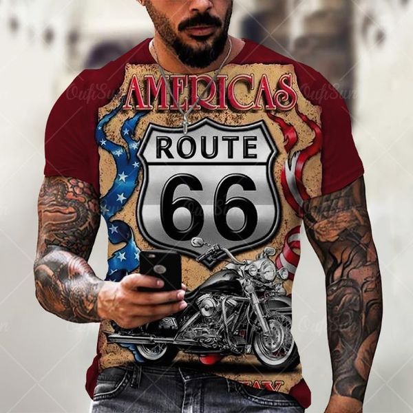 

men's casual shirts 2021tshirt summer us highway d digital print slim fit short sleeve tshirt top, White;black
