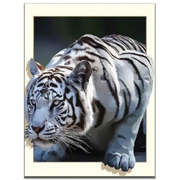 

diamond painting 5d full square/round drill white tiger rhinestone embroidery cross stitch mosaic picture