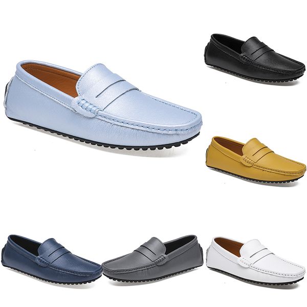 Sapatos de condução ocasional dos homens de couro homens macios Moda Moda Negra Negra Branco Azul Prata Amarelo Calçado Calçados All-Match Lazy Cross-border 38-46 Color127