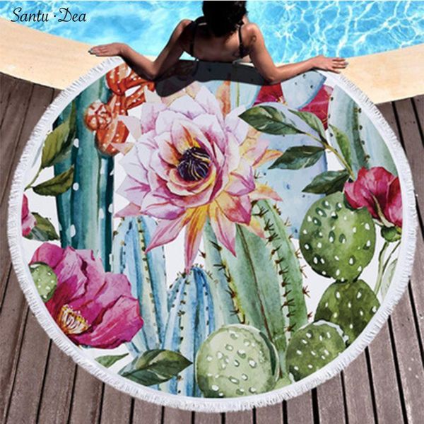 

towel bt011 knitted microfiber print tropical fruit towel, plant pattern beach mat fast absorbent big round