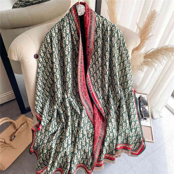 

70% off design scarf autumn and winter new imitation cashmere warm scarf thickened student bib large shawl women's scarf, Blue;gray