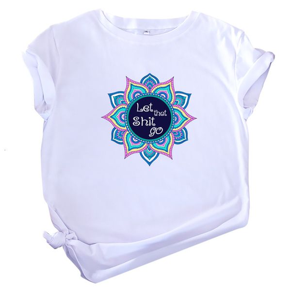 

women's t-shirt dreamlikelin cotton t-shirt hip hop let that go flower print oversize tee-shirt summer short sleeve x51g, White