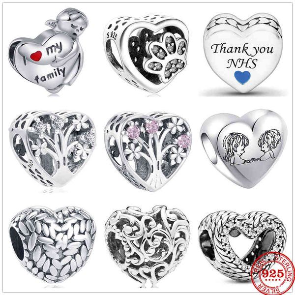 

new original round charm pandora regal openwork heart bead fit bracelet trinket diy women jewelry 2021, Silver