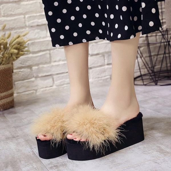 

slippers 2021 furry women for wholesale shoes, Black