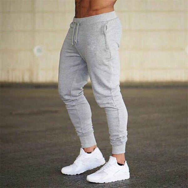 

men casual cotton pencil pants mens sweatpants autumn winter man gyms fitness bodybuilding joggers workout trousers, Black