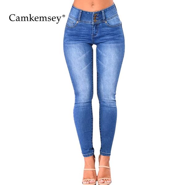 

camkemsey plus size s-3xl stretch skinny jeans for women blue high waist woman casual denim pants 4 season women's