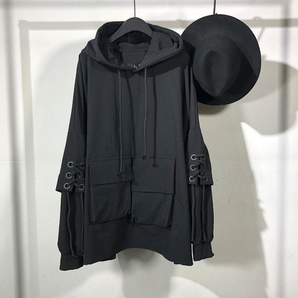 

men's hoodies & sweatshirts seak men cotton gothic clothing spring autum high street hip hop oversize solid black coat jacket
