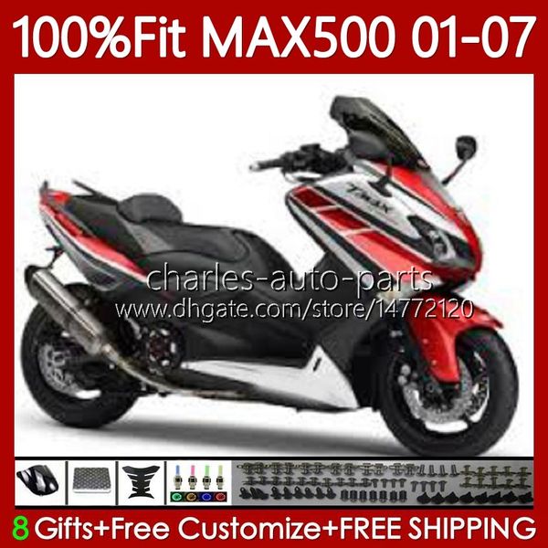 Carene iniezione per YAMAHA TMAX500 Metallo rosso T-MAX500 MAX-500 TMAX-500 T MAX500 01 02 03 04 05 06 07 109No.43 TMAX MAX 500 XP500 2001 2002 2003 2004 2005 2006 2007 Kit