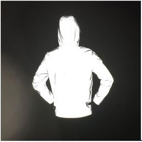 

ourdoor sport wear all reflective for men and women plus size solid cardigan hooded jacket night ride oversize casual coats, Black;brown
