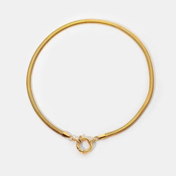 

pendant necklaces stainless steel gold snake chain necklace jewelry for women 5mm thick choker with soft round spring clasp sailor buckle gi, Silver