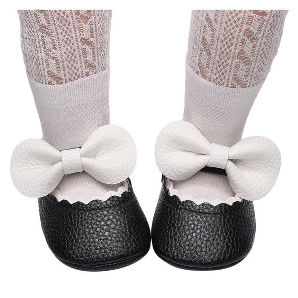 

first walkers baby boy girl shoes born bow lace soft soled non-slip footwear crib pu leather anti-slip walking