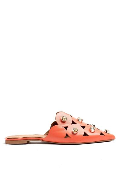 

vinales orange genuine leather female slippers, Black