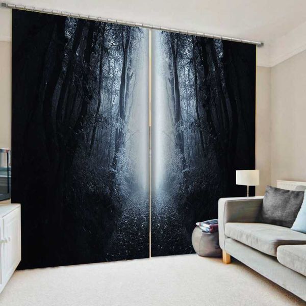 

po 3d curtains for living room window forest curtain printing blockout polyester & drapes