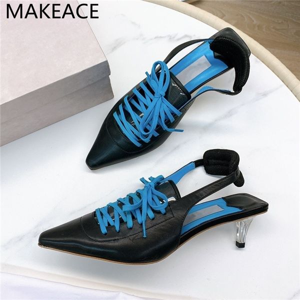 

75% off factory outlet sale summer lace-up pointed high-heeled toe sandals female stiletto shallow mouth roman leather back empty single sho, Black