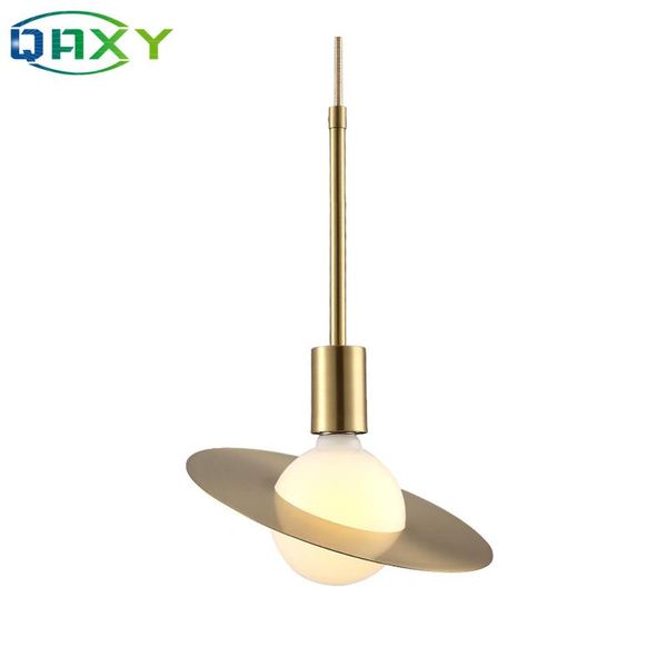 

pendant lamps post-modern simple golden round plated lights nordic flying saucer-shape 9w led hanging lamp for bedside bedroom[d3502]