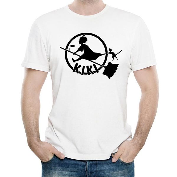 

men's t-shirts slime kiki's delivery service t-shirt fashion mens cartoon short sleeve white cute anime tees miyazaki hayao cloth, White;black