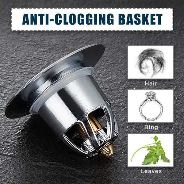 

bath accessory set drain plug -up filter bathroom sink washbasin converter anti-clogging stainless steel press type drainage