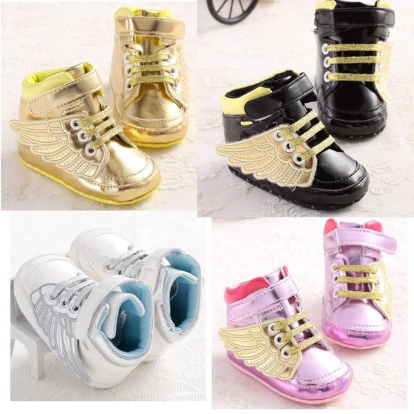 

first walkers fashion lovely pu leather baby boys prewalker shoes infant toddler angel wings babe crib boots footwear 0-18m