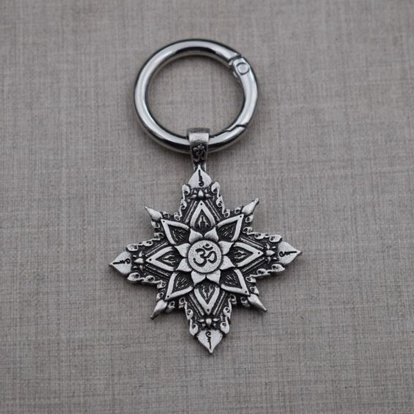 

keychains mandala lotus keychain flower of life religion buddhism jewellery, Silver